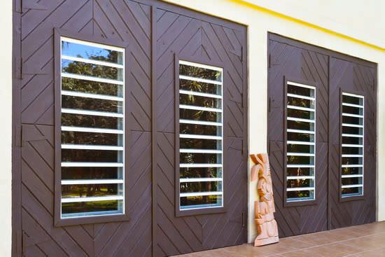 Attached garage with barn doors