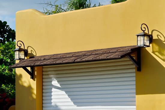 Brown metal garage awning